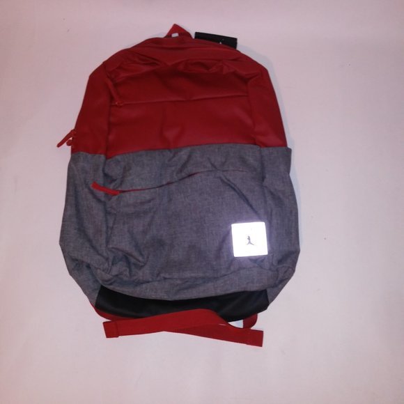 Jordan Backpack Book Bag‎ Red Gray Pockets Cushioned Straps School New - Picture 2 of 12